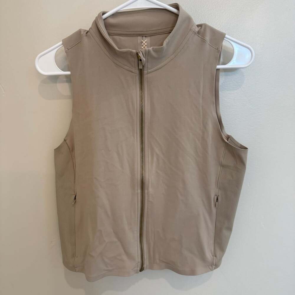 Rhone Revive Rib Zip Tank Vest Medium Cortado Brown